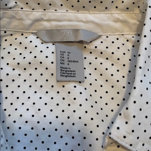White with black polka dots button up - Picture 3 of 4